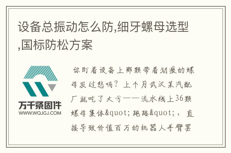 設(shè)備總振動(dòng)怎么防,細(xì)牙螺母選型,國(guó)標(biāo)防松方案