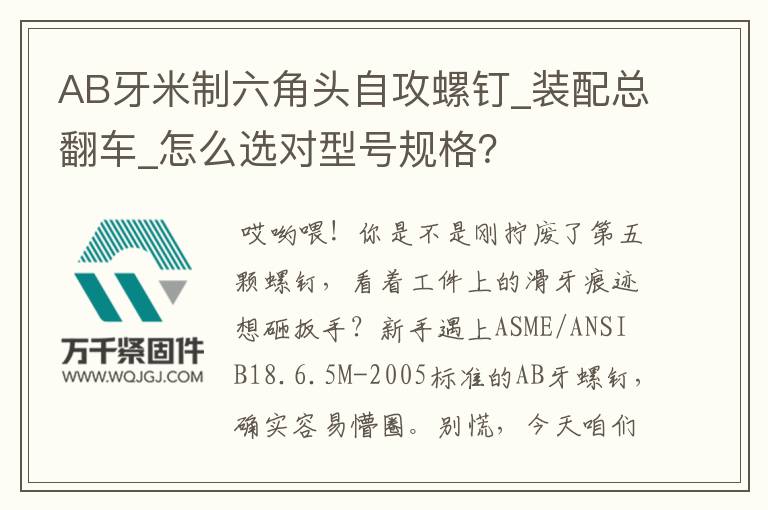 AB牙米制六角頭自攻螺釘_裝配總翻車_怎么選對(duì)型號(hào)規(guī)格？