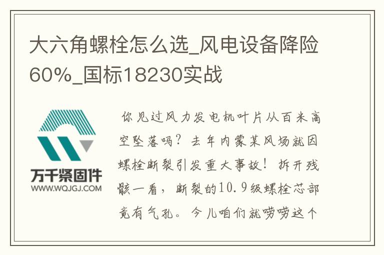 大六角螺栓怎么選_風電設備降險60%_國標18230實戰(zhàn)