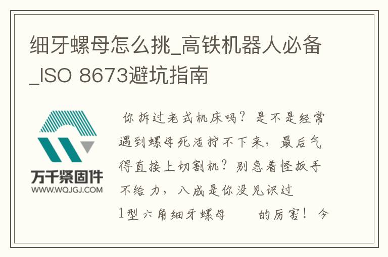 細牙螺母怎么挑_高鐵機器人必備_ISO 8673避坑指南