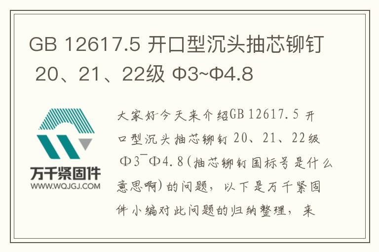 GB 12617.5 開口型沉頭抽芯鉚釘 20、21、22級 Φ3~Φ4.8